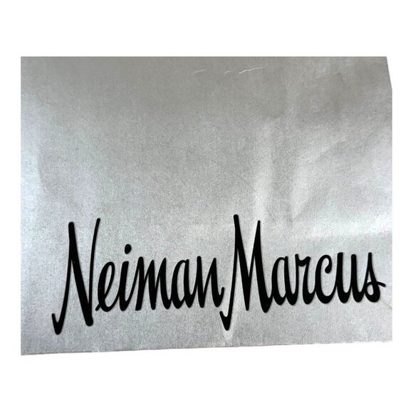 Neiman Marcus Silver Tote Bag With Black Handles Shopping Authentic Metallic - Picture 2 of 5
